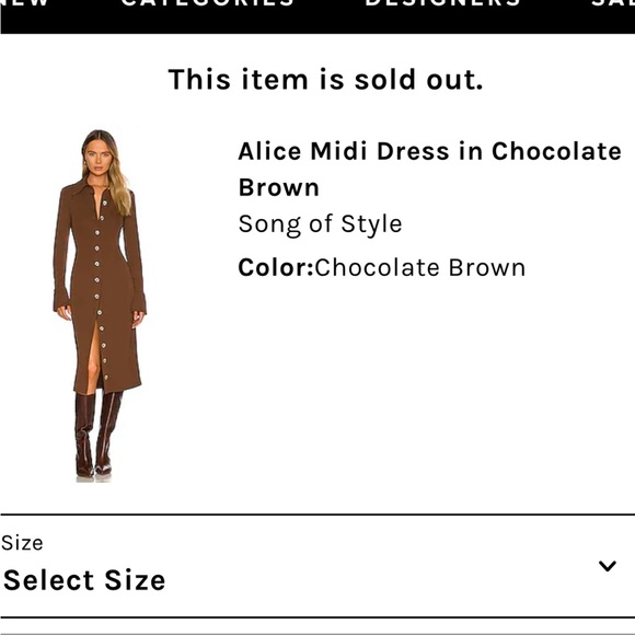 Song of style Alice Midi Dress in Chocolate Brown - Picture 2 of 6